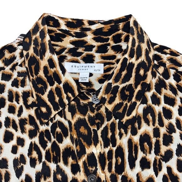 ⚡️SOLD⚡️Equipment Silk Shirt Top Femme Slim Signature Leopard Button Down Blouse - Picture 8 of 16